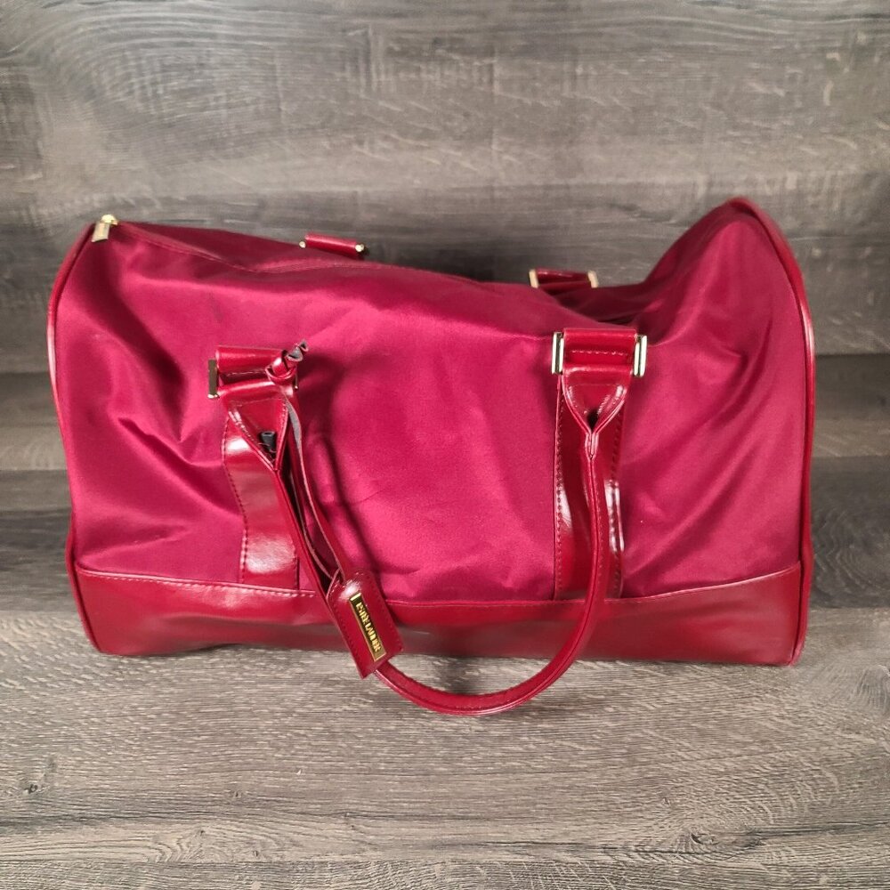 ESTEE LAUDER Dark Wine Burgundy Leather Overnight Travel Bag